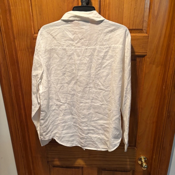 Coldwater Creek Linen Button Front Blouse in White Large - Picture 3 of 7
